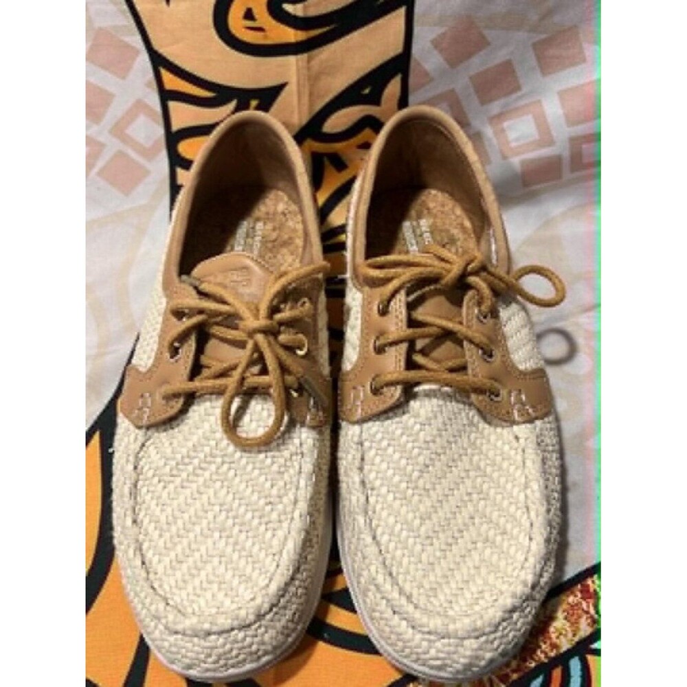 Skechers 136765 Natural Woven Leather Boat Shoes – Women’s 7